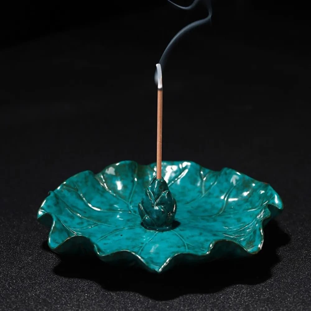 Zen Chinese Style Lotus Incense Burner Ceramics Sleep Aid Lotus Censer Holder Ornament Desk Decor Lotus Incense Stick Zen Space