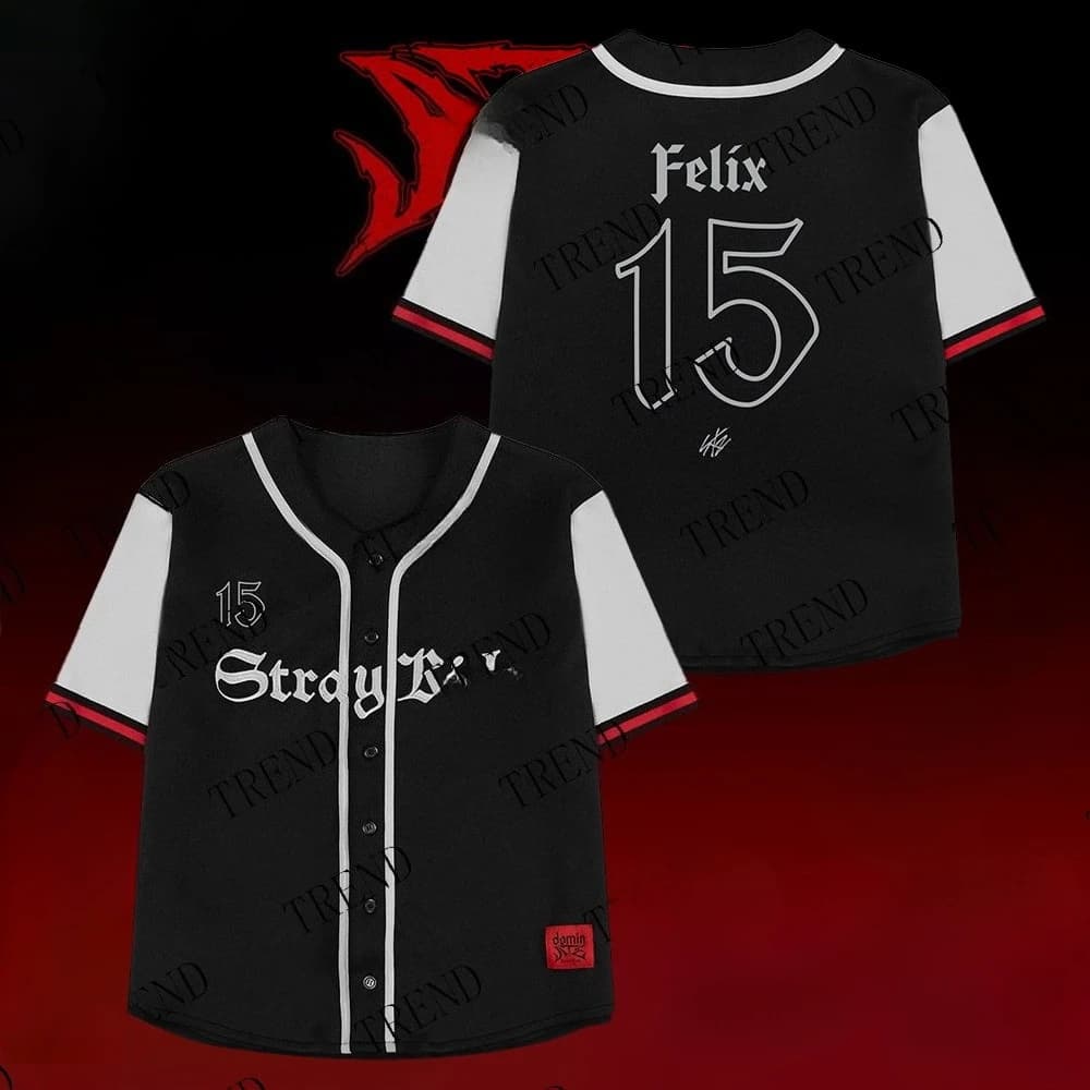 KPOP DominATE Tour Merch FELIX BANGCHAN CHANGBIN HYUNJIN SEGMIN LEE Conna lo stesso stile Camicia da baseball T-shirt a maniche corte
