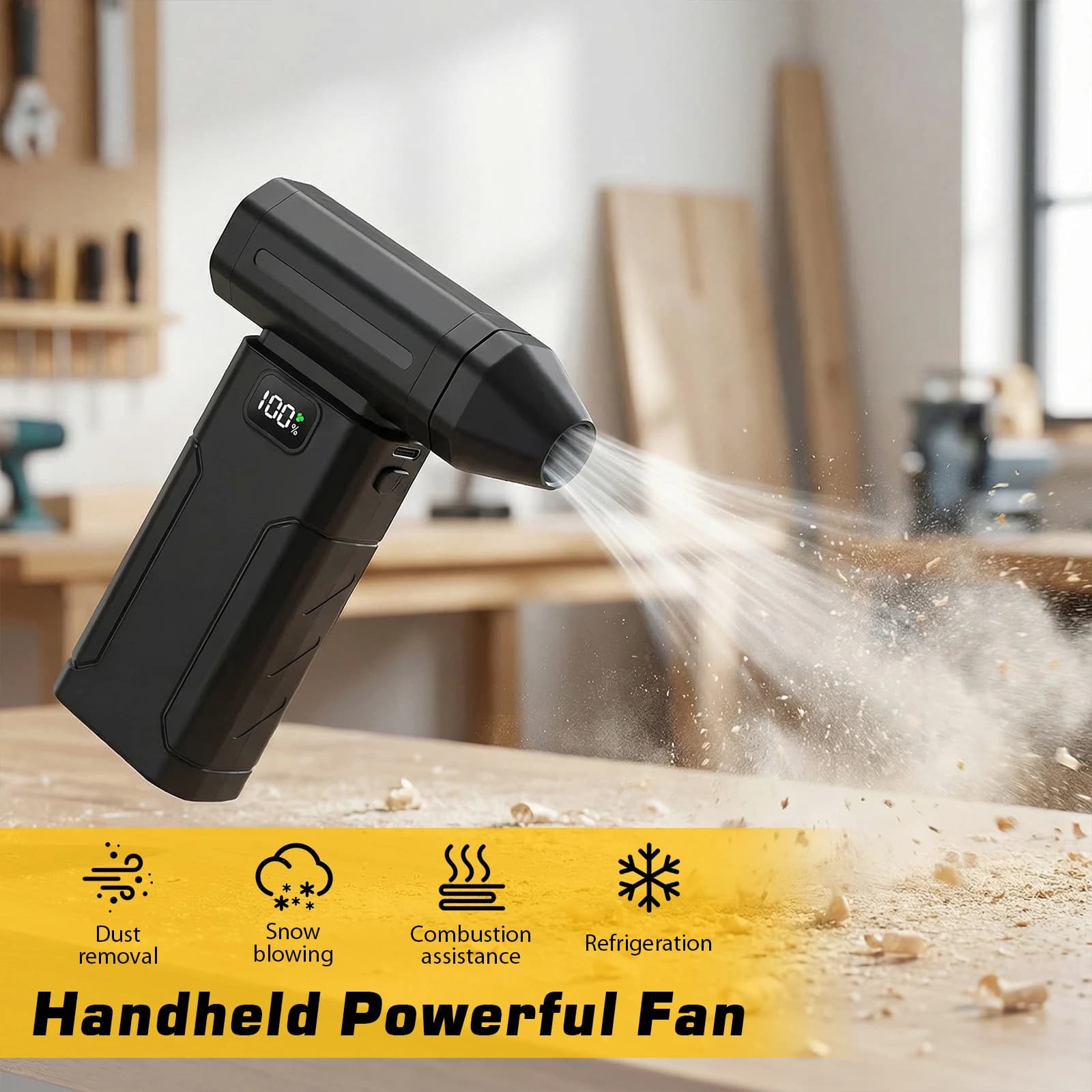 Powerful 5 Speed Air Blower, Portable Electric Dryer, 6000mAh Rechargeable for Air Mats, Snow Removal, External Use