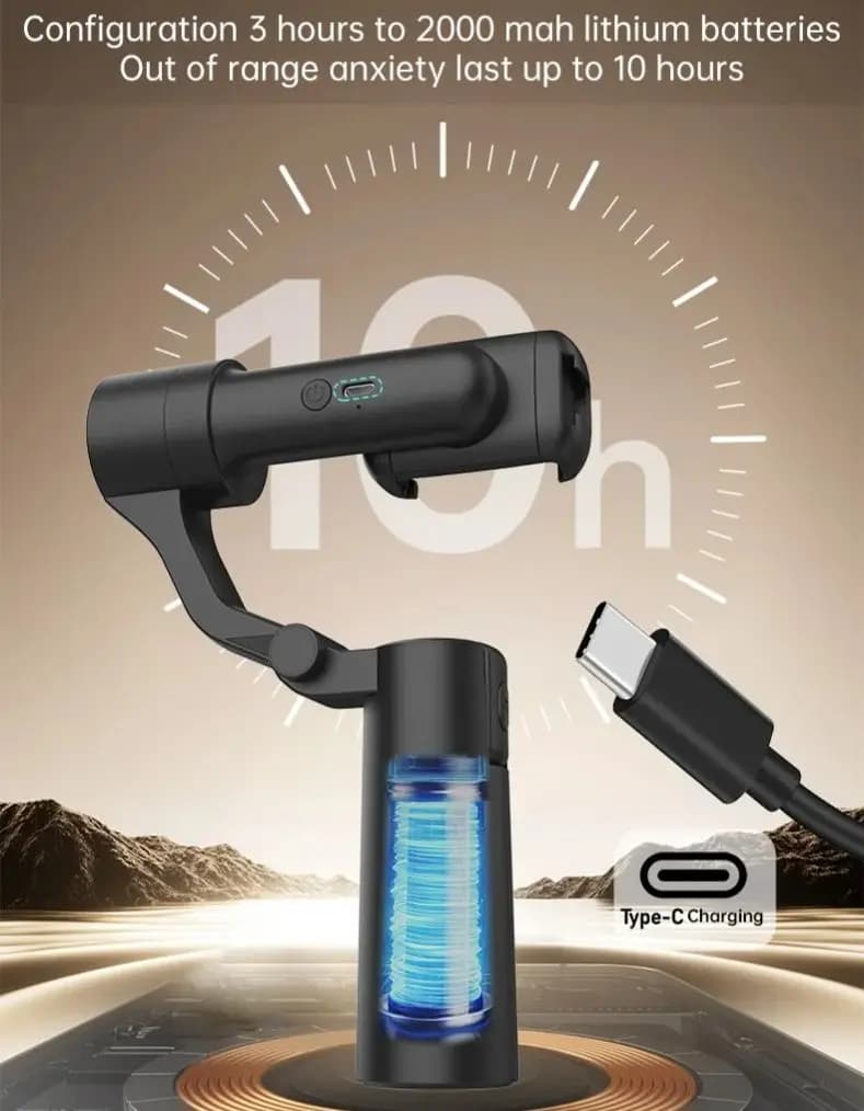 Gimbal Portatile Espandibile a Doppio Asse 360°, 175cm/68.9in ° Treppiede per selfie con tracciamento della rotazione per cellulare, con scatto remoto