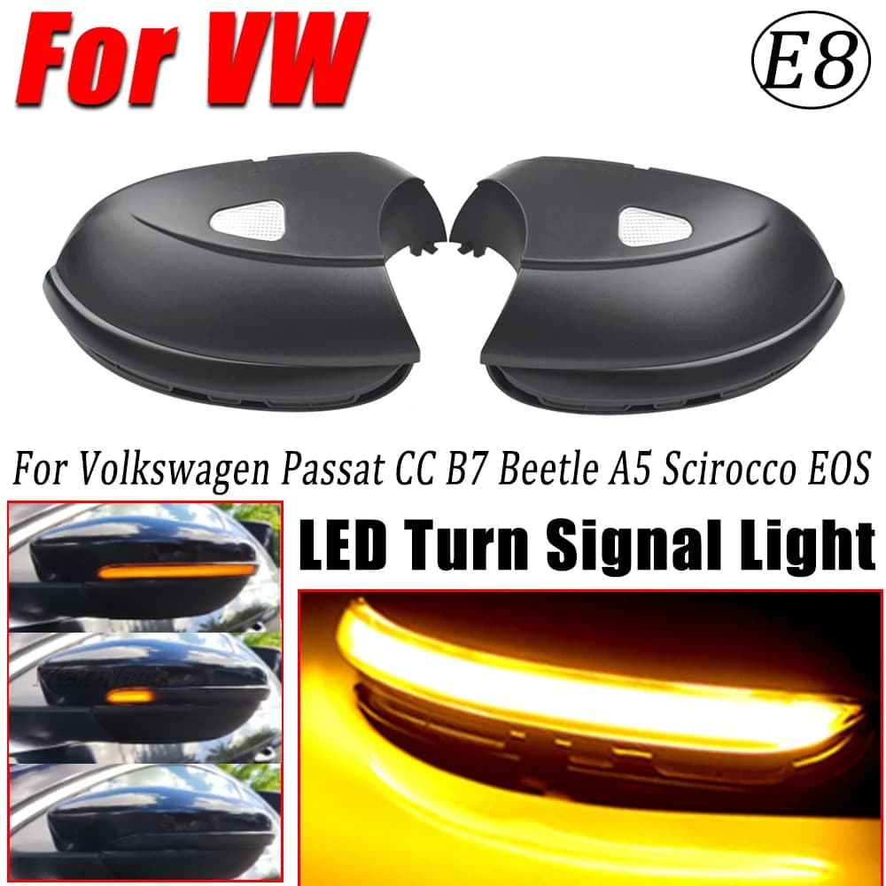 Per VW Passat B7 CC Scirocco MK3 Jetta MK6 EOS Beetle R LED Dinamico Indicatore di direzione Lampeggiante Sequenziale Specchio Laterale Indicatore luminoso
