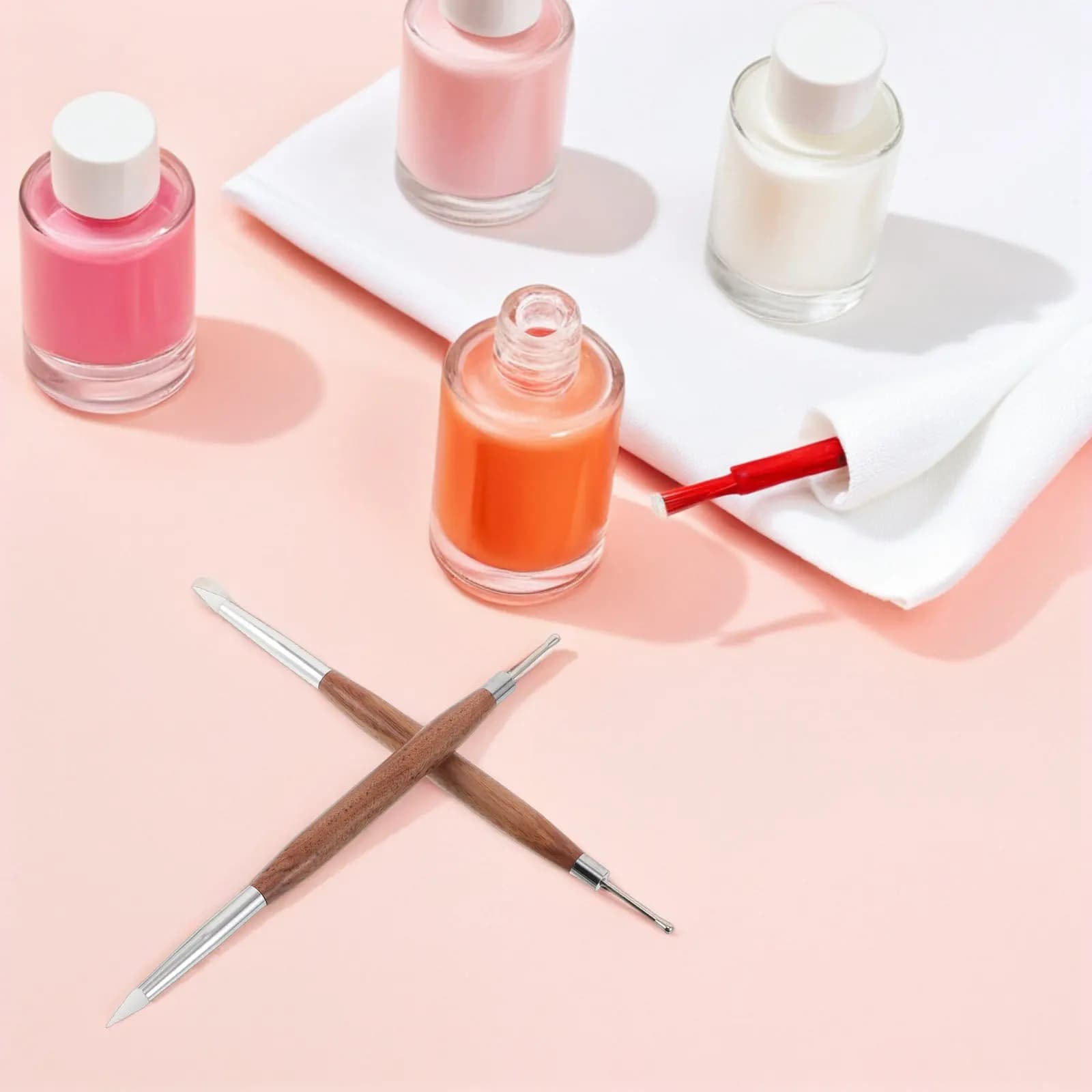 2 Pezzi Strumenti per Nail Art, Penne a Doppia Punta con Manico in Legno, Pennelli per Gel Polish, Dotting, Intaglio e Scultura, Strumenti per Nail Artist