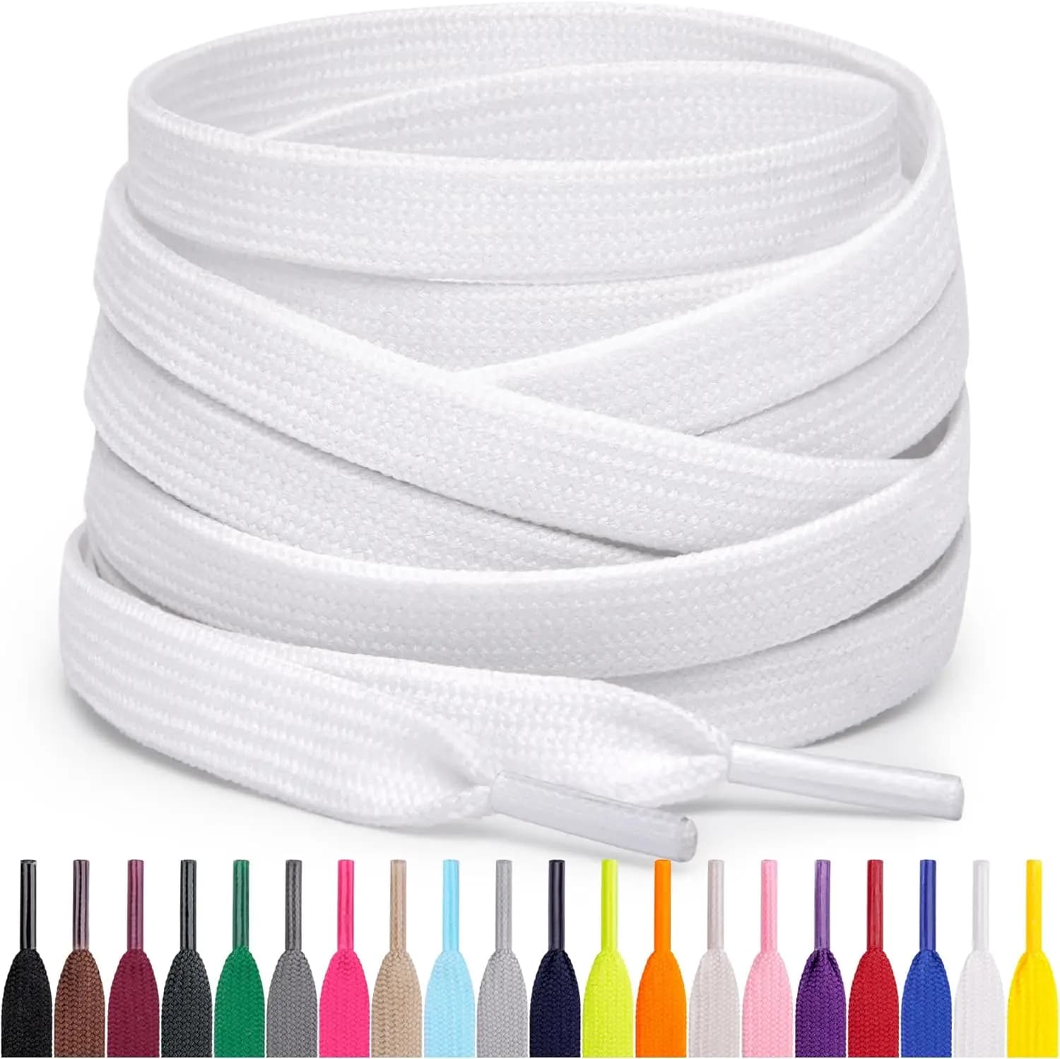Flat shoe laces for sneakers in various lengths and colors