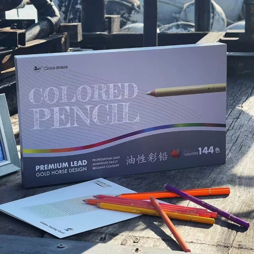 For Gold Horse B11 Professional Oily Colored Pencils 3.8mm Big Core 144 Vibrant Colors Excellent Lightfastness Sketch Drawing