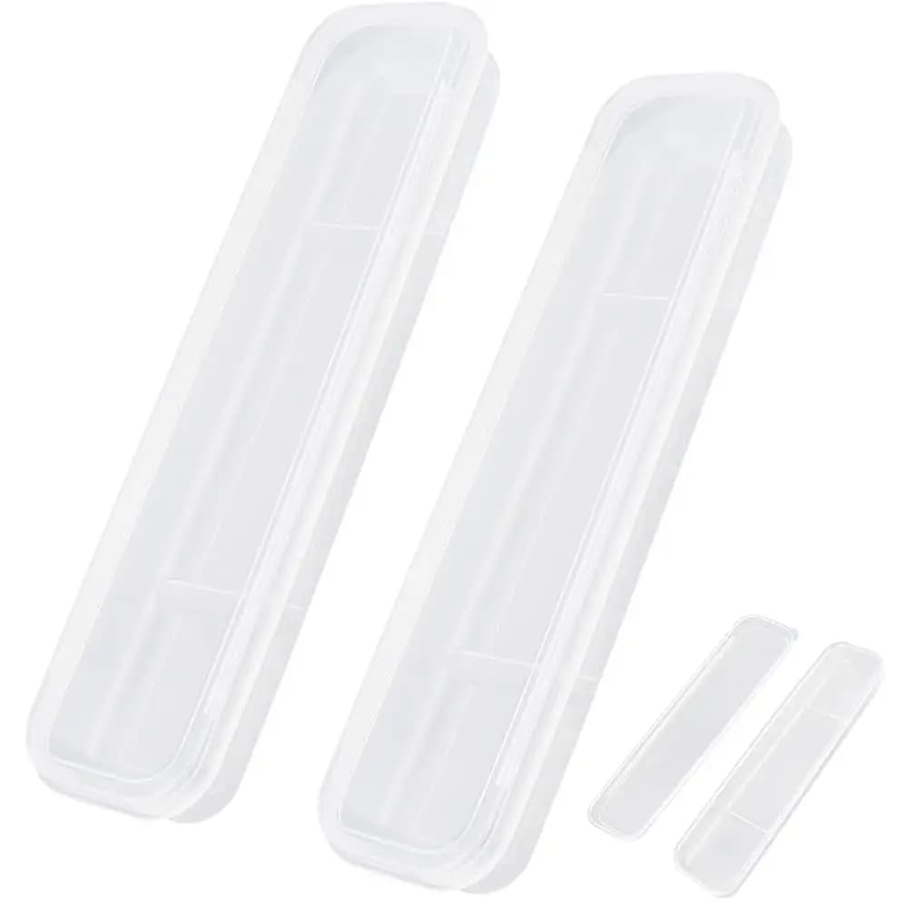 2 Pezzi Contenitore Portatile per Posate, Custodia da Viaggio per Utensili, Porta Utensili Trasparente Riutilizzabile in Plastica, Organizer per C