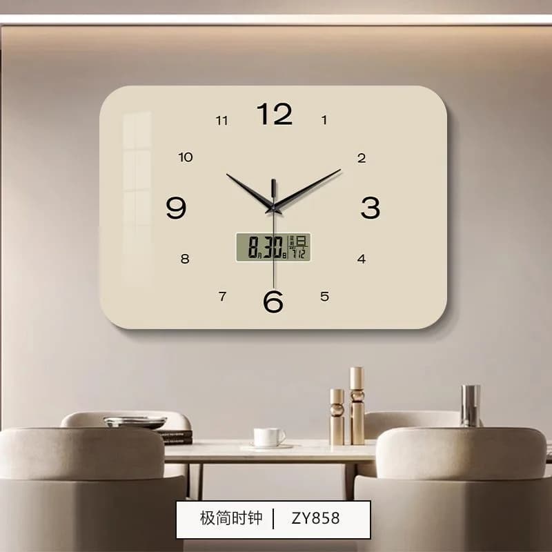 Calendario Orologio da ristorante Orologio da parete Soggiorno 2025 Nuovo orologio da parete semplice in tinta unita Orologio da casa creativo Appeso a parete 40x28 cm