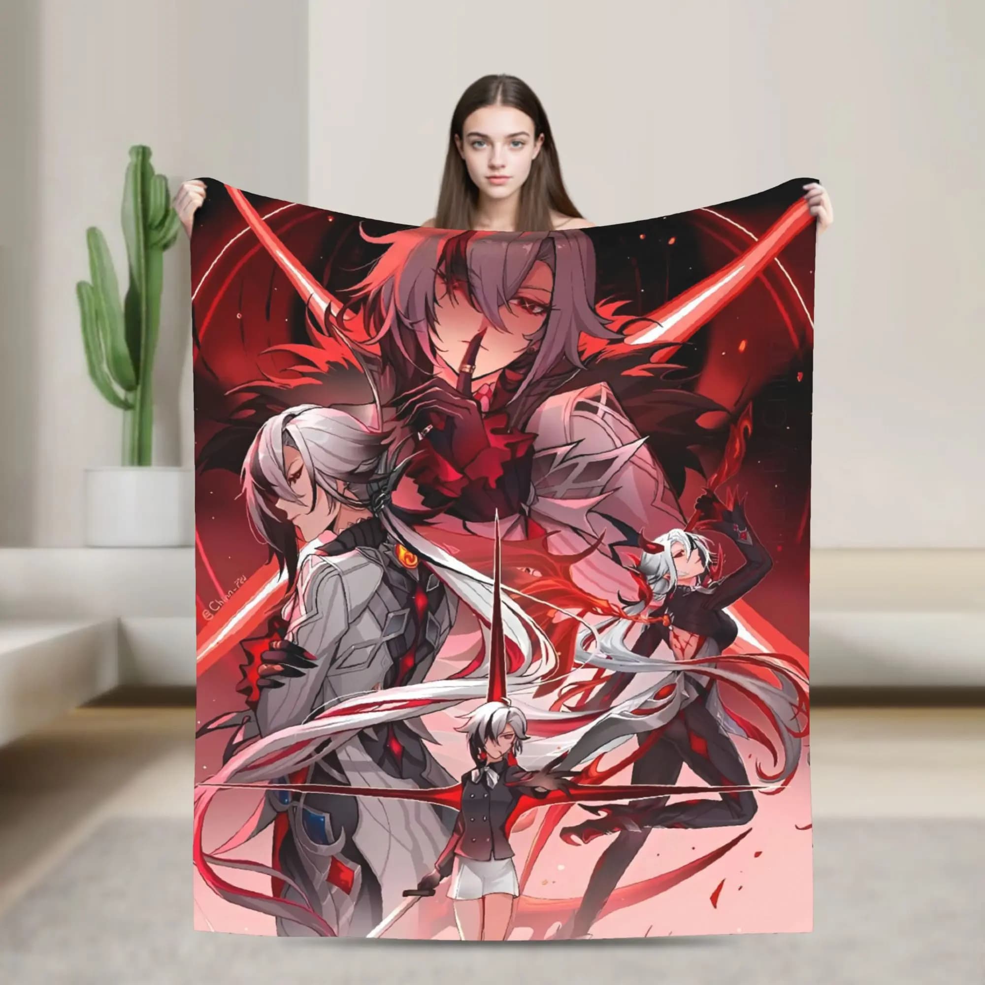 Gioco anime Genshin Impact Coperta di flanella Coperta morbida e calda per soggiorno Copriletto estetico da campeggio Copridivano