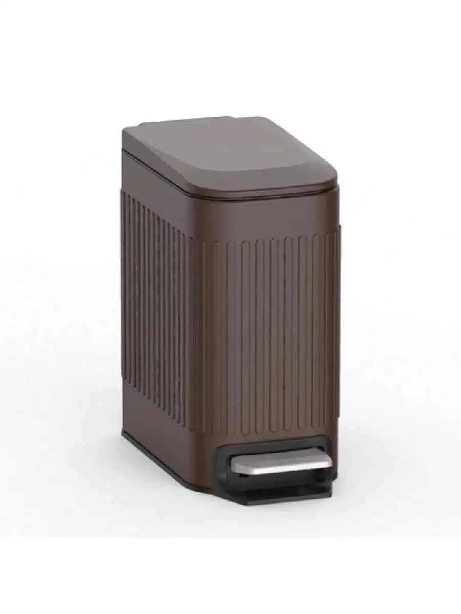 Slim Bathroom Trash Can With Lid Soft Close 6L Stainless Steel Step Pedal Wastebasket For Toilet Office Bedroom
