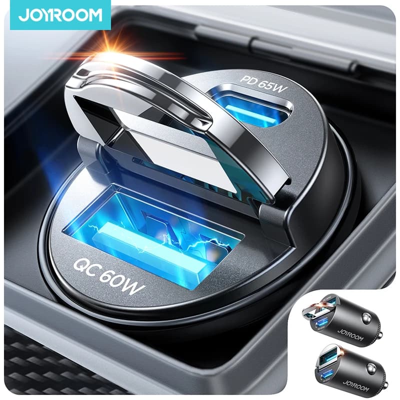 Joyroom 125W Mini Car Charger Fast Charging for iPhone QC3.0 Mini PD USB Type C Car Mobile Phone Charger for Samsung Android