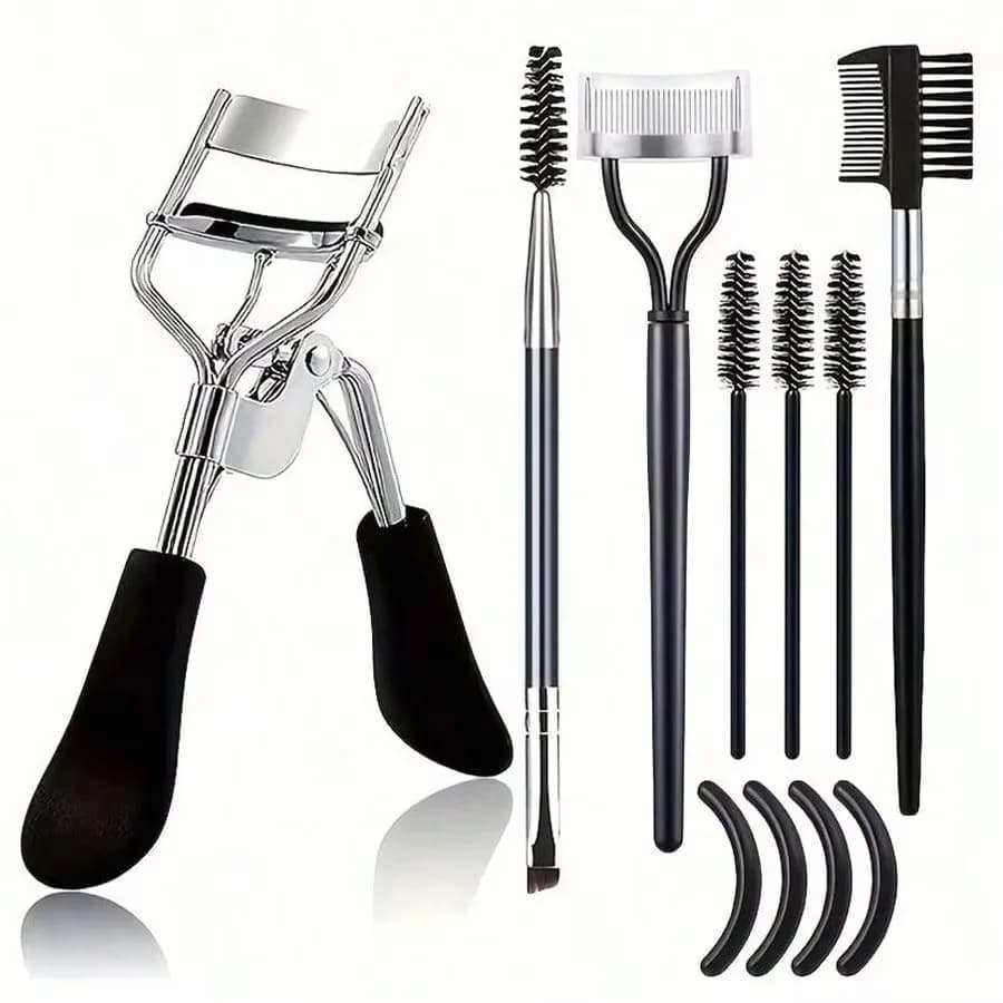 5 pcs Piegaciglia Set With Replacement Bearings For Women Eyelash Curling Grips Lash Mascara Stick Brush Makeup Tool