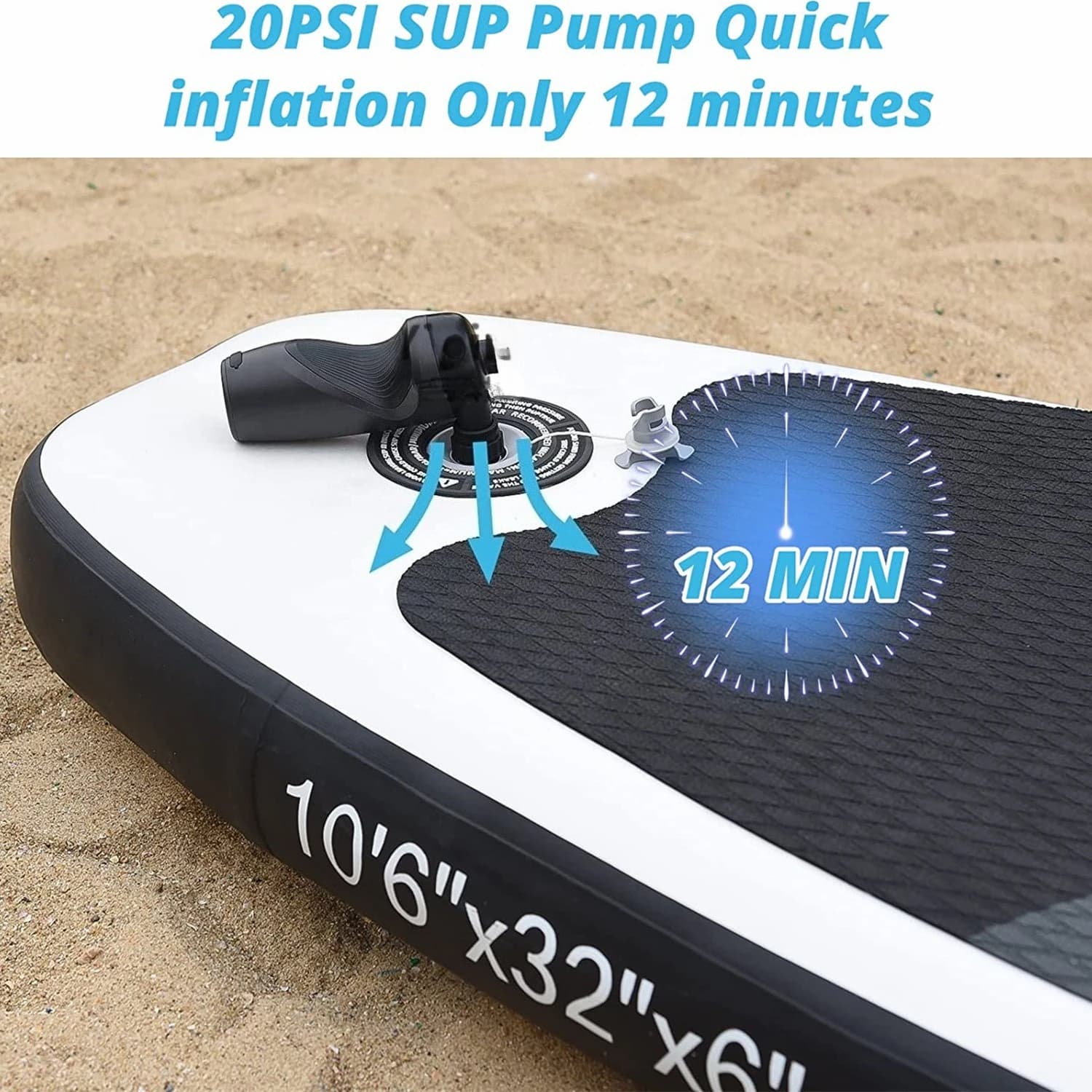 Pompa di gonfiaggio elettrica per auto 20PSI Pompa di gonfiaggio esterna per auto portatile senza fili Gonfiatore d'aria per SUP Stand Up Paddle Board Boat