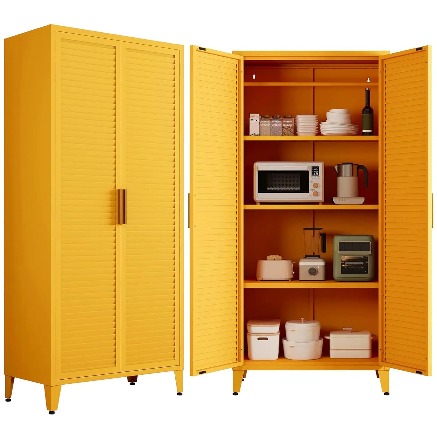 4 shelves with 3 adjustable shelves, Multifunction Kitchen Organizer 61x27.6x13.8in, Customizable