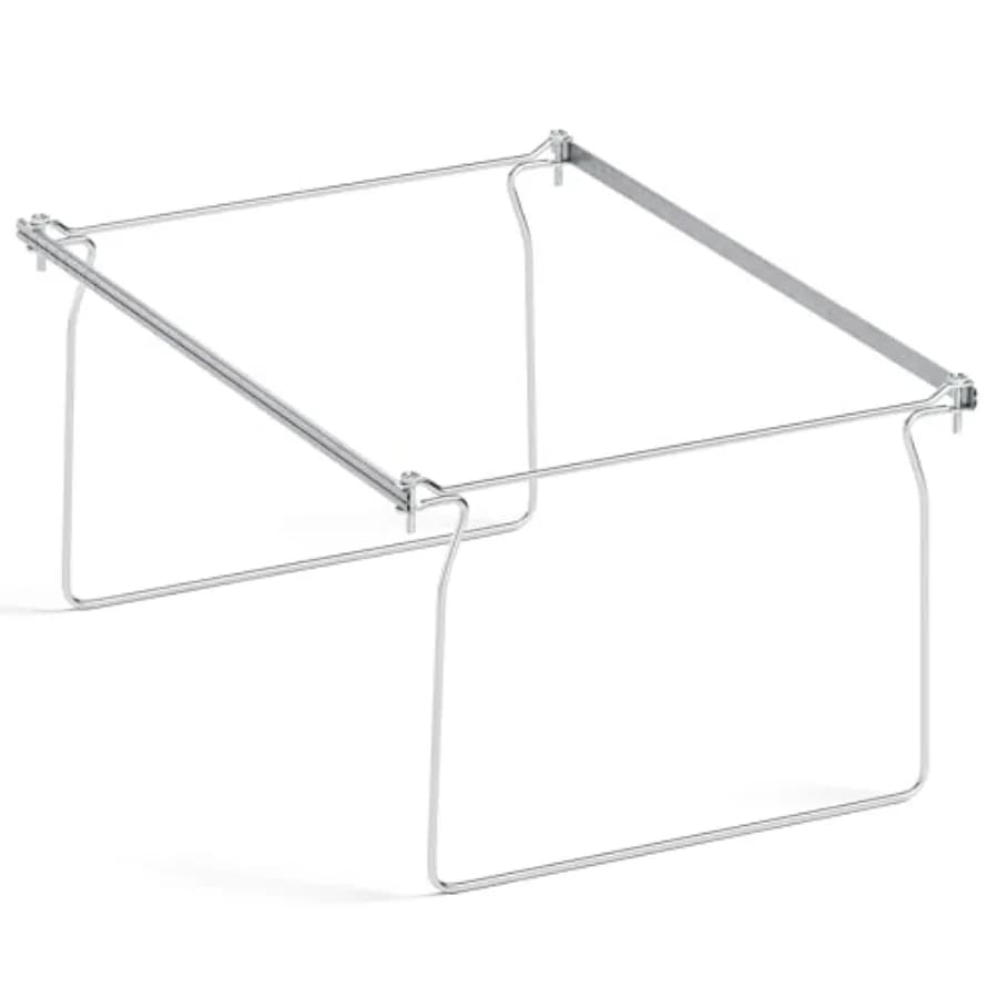 Hanging File Folder Frame, Letter Size File Drawer Organizer for Desks, Adjustable File Cabinet Rails 13.5 to 17.5 Inches, Set