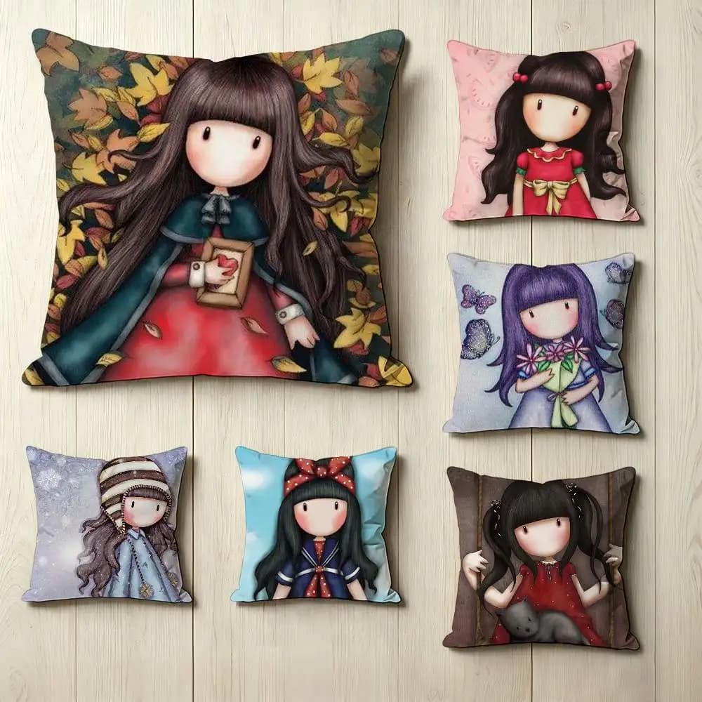 Cute Healing IP S-Santoro L-London Square Double-Sided printed Pillow Case Bedroom Bedside Pillow Sofa Cushion Cover