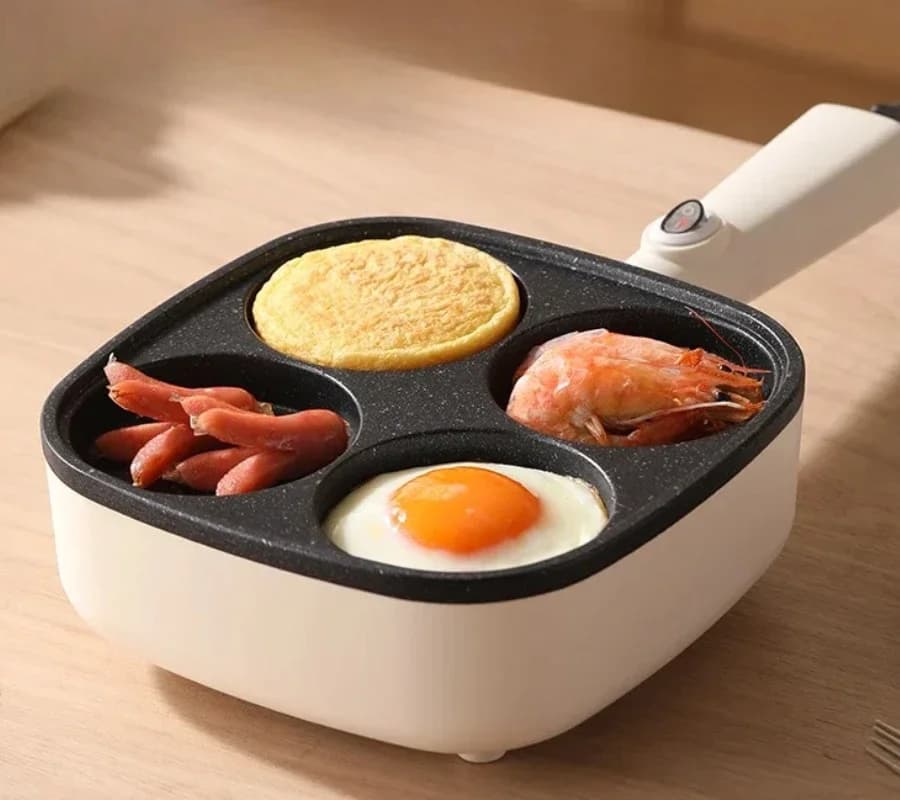 220V Egg Burger Pan Frying Plug-in Flat Bottomed Machine Commercial Household Breakfast Pan Four Hole And Three In One Machine