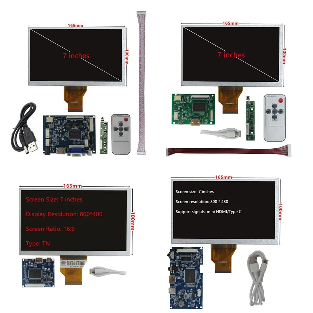 Monitor LCD da 7 pollici 800*480 AT070TN90 92 con scheda di controllo driver compatibile HDMI per Raspberry Pi Banana Pi PC