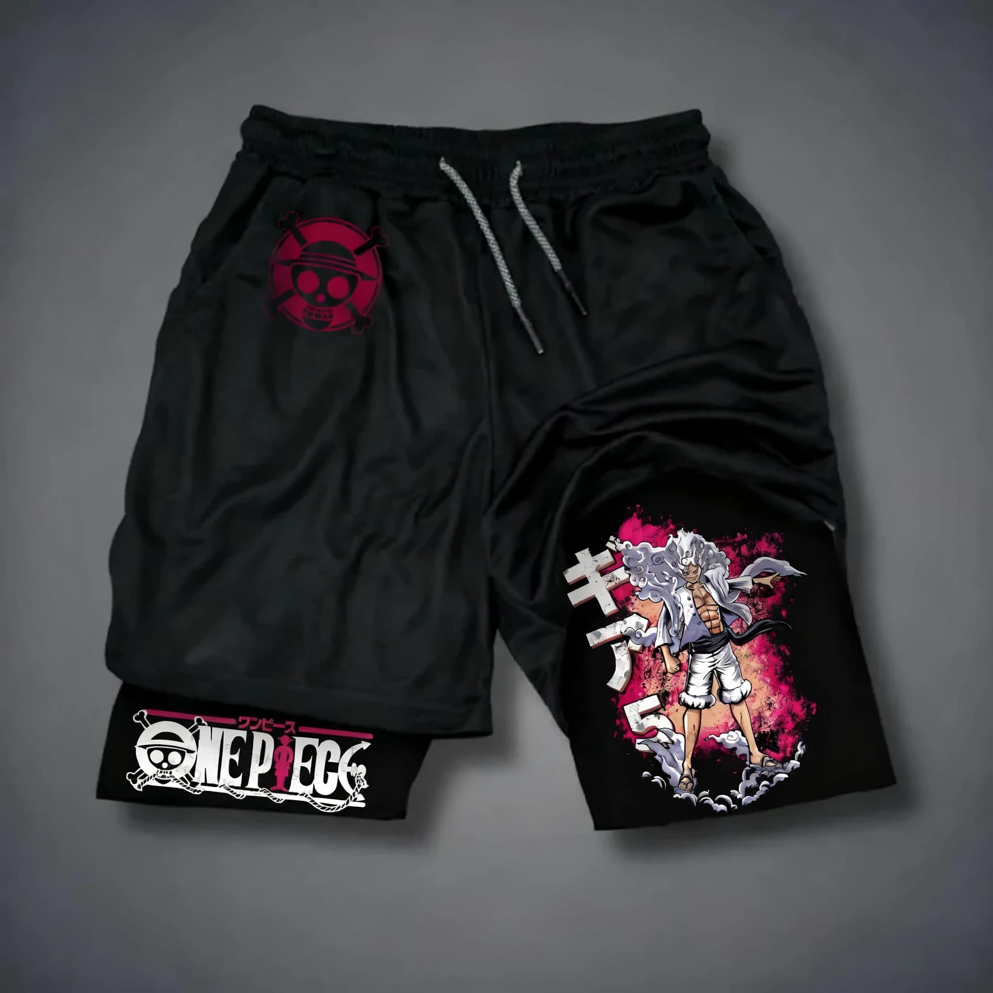 Pantaloncini a Doppio Strato con Stampa Anime One Piece Luffy per Sport e Fitness Maschili Primavera/Estate 2026