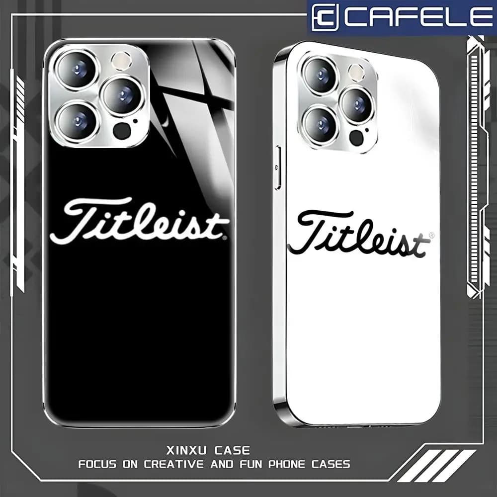 Sport Golf Ball T-Titleists Phone Case For iphone 17 16 15 14 13 12 Pro Plus Max New Electroplated glass Case