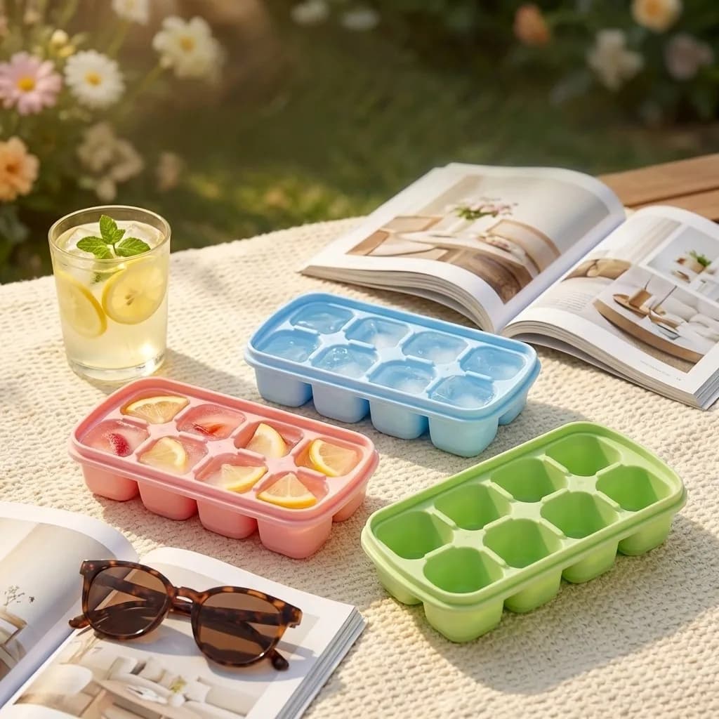 8 Grids Square Ice Cube Mold Reusable Ice Cube Tray With Lid Summer Drink Whisky Ice Coolers Ice Cube Maker Kitchen Bar Tools