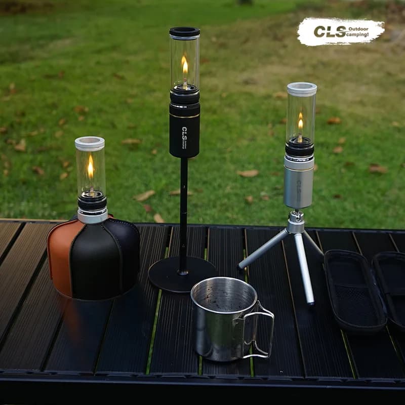 Lanterna a Gas Portatile Antivento 08E per Campeggio, Lampada a Gas Regolabile per Esterni, per Alpinismo, Pesca, Barbecue