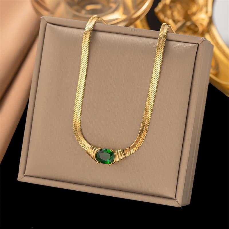 Acciaio inossidabile 316L New Fashion Fine Jewelry incorpora grandi zirconi Charm Snake Bones Chain Choker collane bracciali per le donne