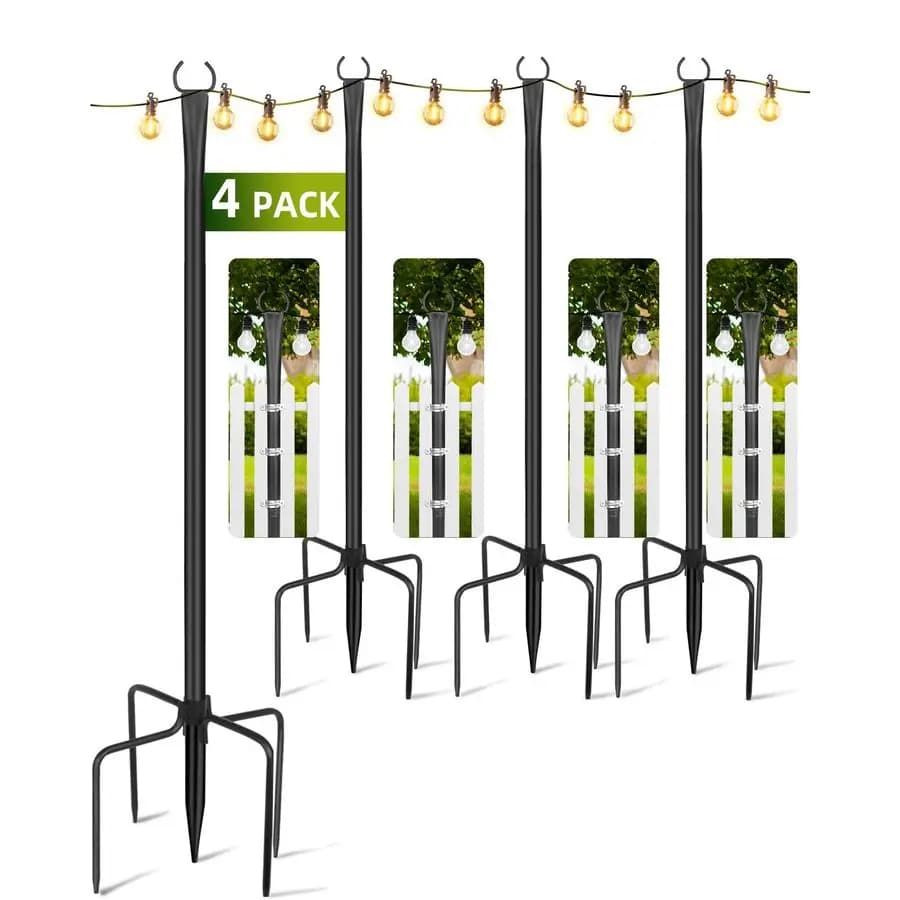 Pali luminosi per esterni Confezione da 4, pali luminosi per esterni in metallo da 10 piedi per ponte, ideali per patio, giardino, cortile, decorazione del portico anteriore