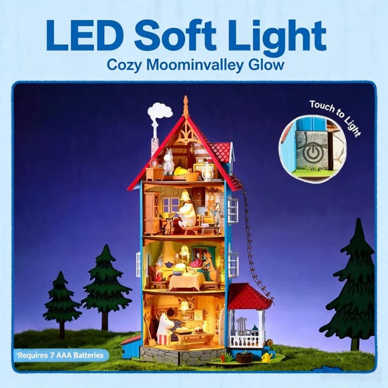 Rolife Moomin Set di Costruzioni Campeggio nella Foresta, Modellino Fai-da-Te in Miniatura, Giocattolo Decorativo da Scrivania, Regalo per le Feste