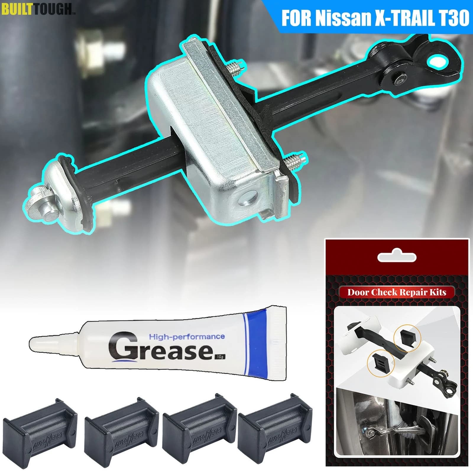 4 pezzi porta auto cinghia di controllo controllo assy limitatore kit di riparazione tappo smorzamento per Nissan X-TRAIL xtrail T30 T31 2000-2015 porta cadente