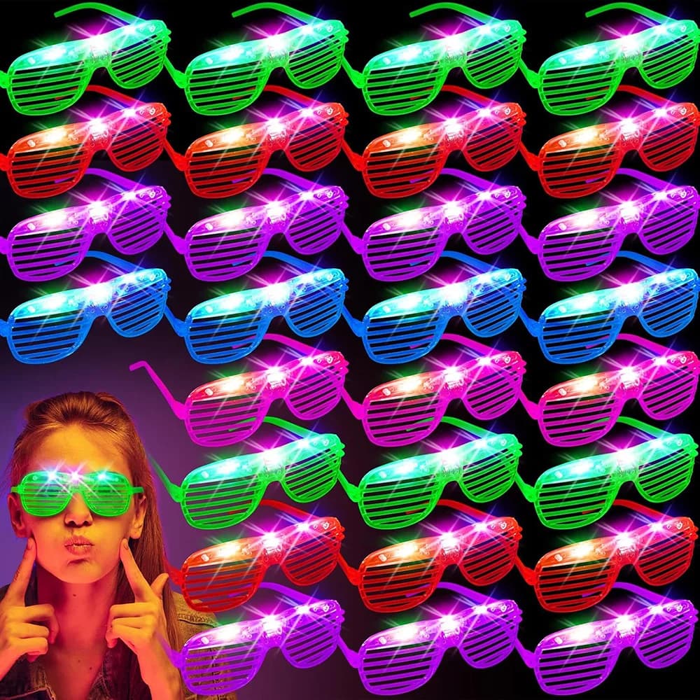 Occhiali LED 6 colori al neon che si illuminano al buio Articoli per feste Bomboniera Glow Light Up Occhiali per bambini Adulti Vacanze Matrimonio Compleanno