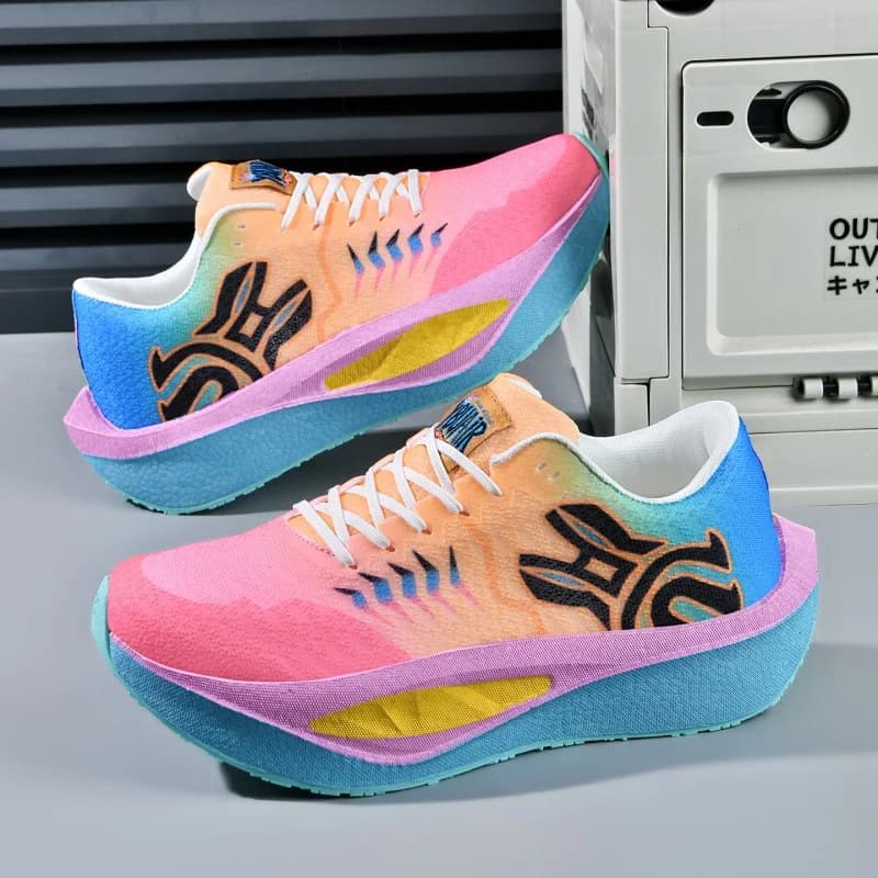 Built-in Full Palm Carbon Plate Racing Shoes Breath Quick Dry Knit High Rebound Cushion Anti-wear Outsole Men Women Marathon