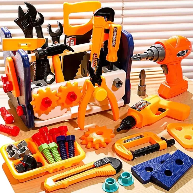 Kit Giocattolo di Attrezzi per Riparazioni, Mini Sega, Cacciavite, Chiave Inglese, Martello, Viti, Cassetta degli Attrezzi per Bambini, Modello Educativo Smontabile