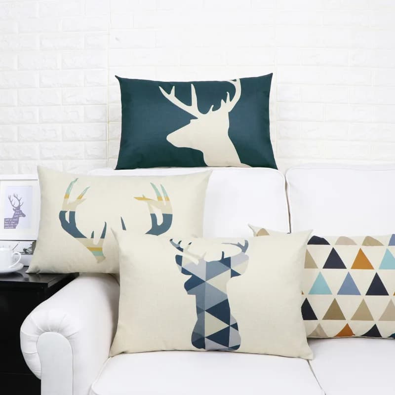 30X50 CM Lino Cuscini Lombari Fodere Per Cuscini Geometrici Nordici Renna A Scacchi Stampa Moda Moderna Vita Cuscino Divano Auto