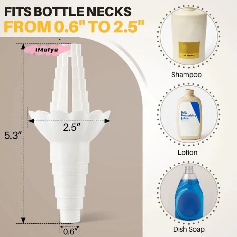 1/2 pezzi riutilizzabili bottiglia imbuto adattatore trasferimento liquido connettori sapone da cucina svuotamento imbuto per versare e erogare facilmente