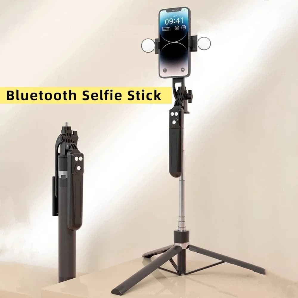 Bastone Selfie Telescopico con Lampada LED 1,7m, Anti-Vibrazione, Bluetooth, Estensibile e Regolabile