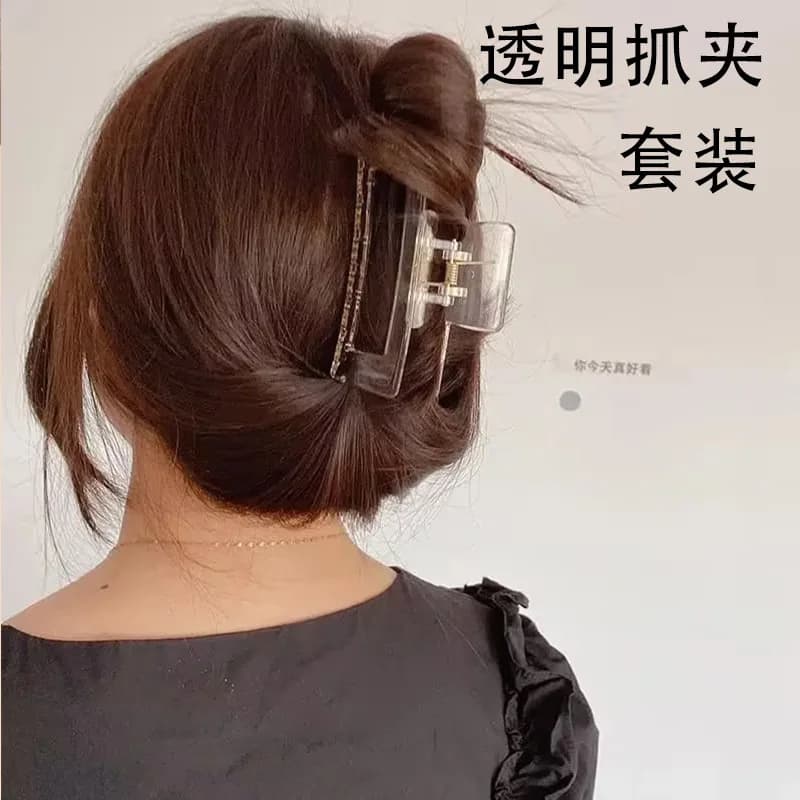 Grande clip per capelli con impugnatura trasparente da 10,5 cm sul retro della testa Elegante fascia per capelli con clip a forma di squalo in stile doccia femminile con capelli preparati