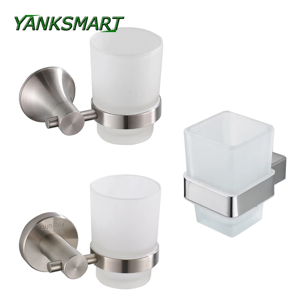 YANKSMART Finitura Cromata Spazzola Nichel In Acciaio Inox A Parete Bagno Spazzolino Da Denti Holder Rack Shelf