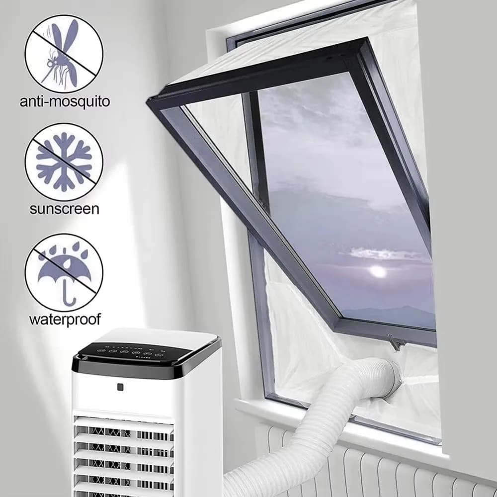 2pcs Polyester Air Conditioner Seal Zipper Closure Hook And Loop Tape AC Window Seal Waterproof White Window Vent Seal