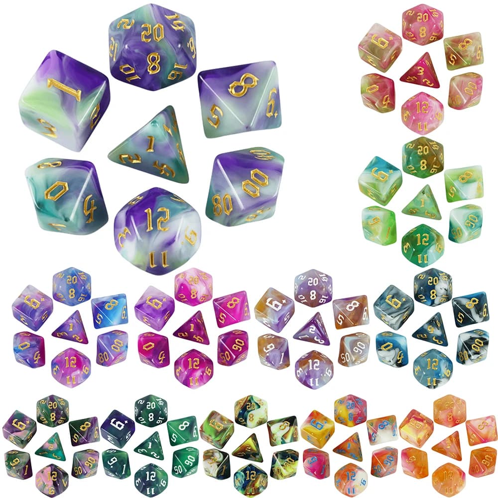 Dadi da gioco multicolori poliedrici 7 pz/set per DNDGame Dungeon and Dragons giochi da tavolo Roll