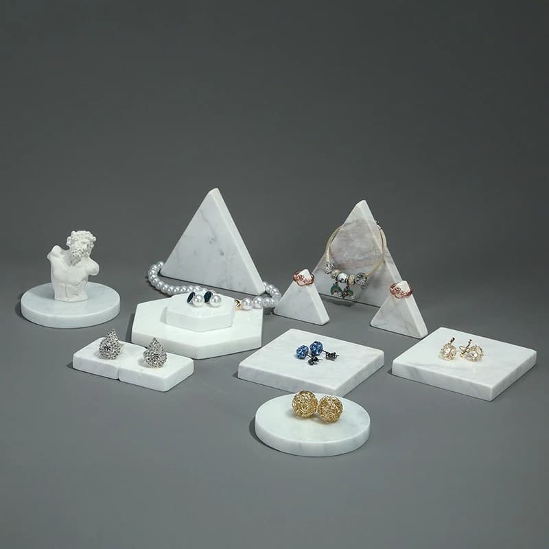Marble Jewelry Display Stand Fashion Earring Ring Display Counter Shooting Necklace Displays Shelf Women Bracelet Displays Rack