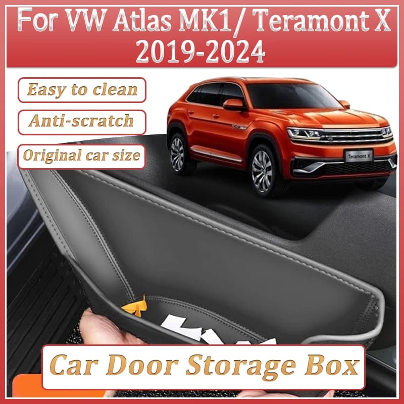 Scatola di immagazzinaggio per porta automatica per Volkswagen VW Atlas 2024 Accessori Teramont X MK1 2019-2024 Portaoggetti per vano portaoggetti Barile Porta Slot Strumenti