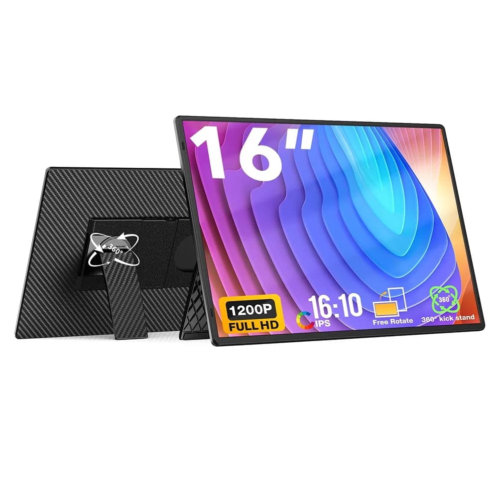 N3 16inch FHD 1200P 360° Rotating Detachable Stand Plug&Play Travel Monitor for Laptop Ultra-Thin Zero Frame Portable Monitor