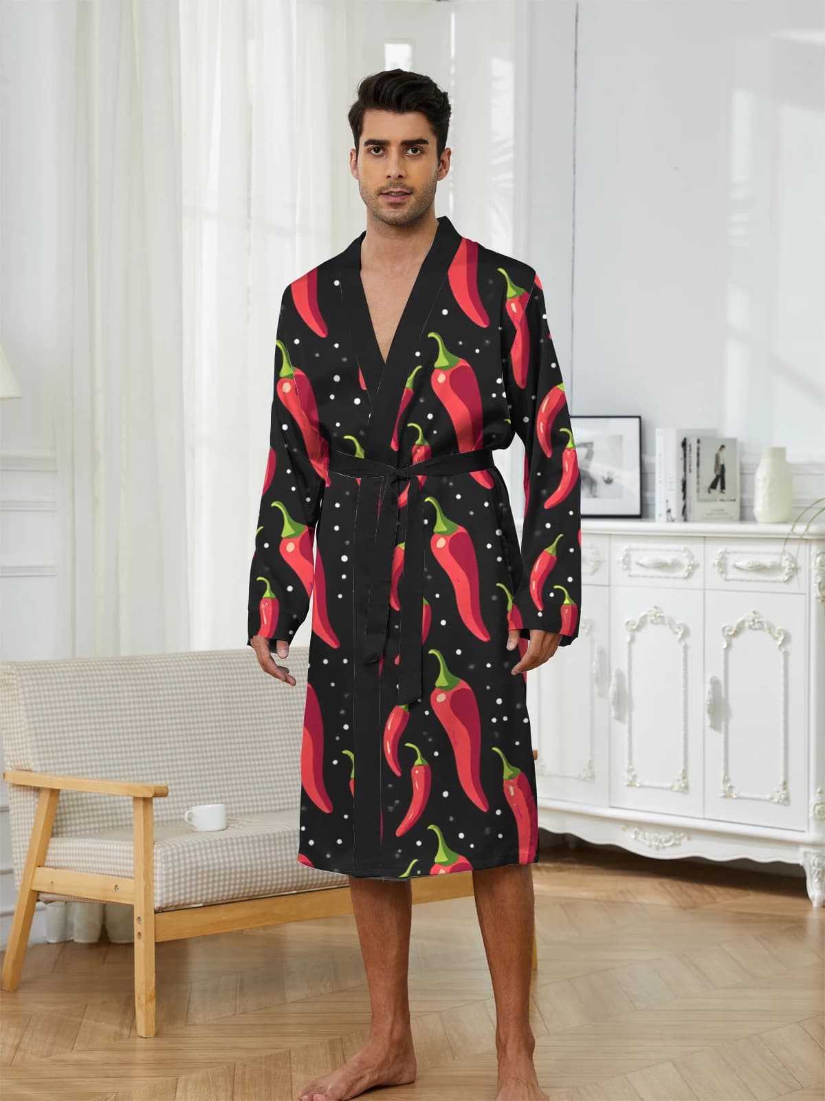 1pcs Men's Robes 2026 Spring/Summer bath robe Bathrobe men Graphic dressing gown sleepwear 3D Printed Breathable Bathrobe man