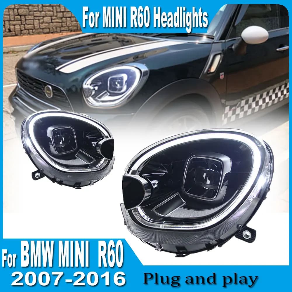 Car Head Lamp For BMW Mini R60 LED Headlight 2007-2016 Countryman Headlight Projector Lens DRL LED Low Beam Signal Accessories