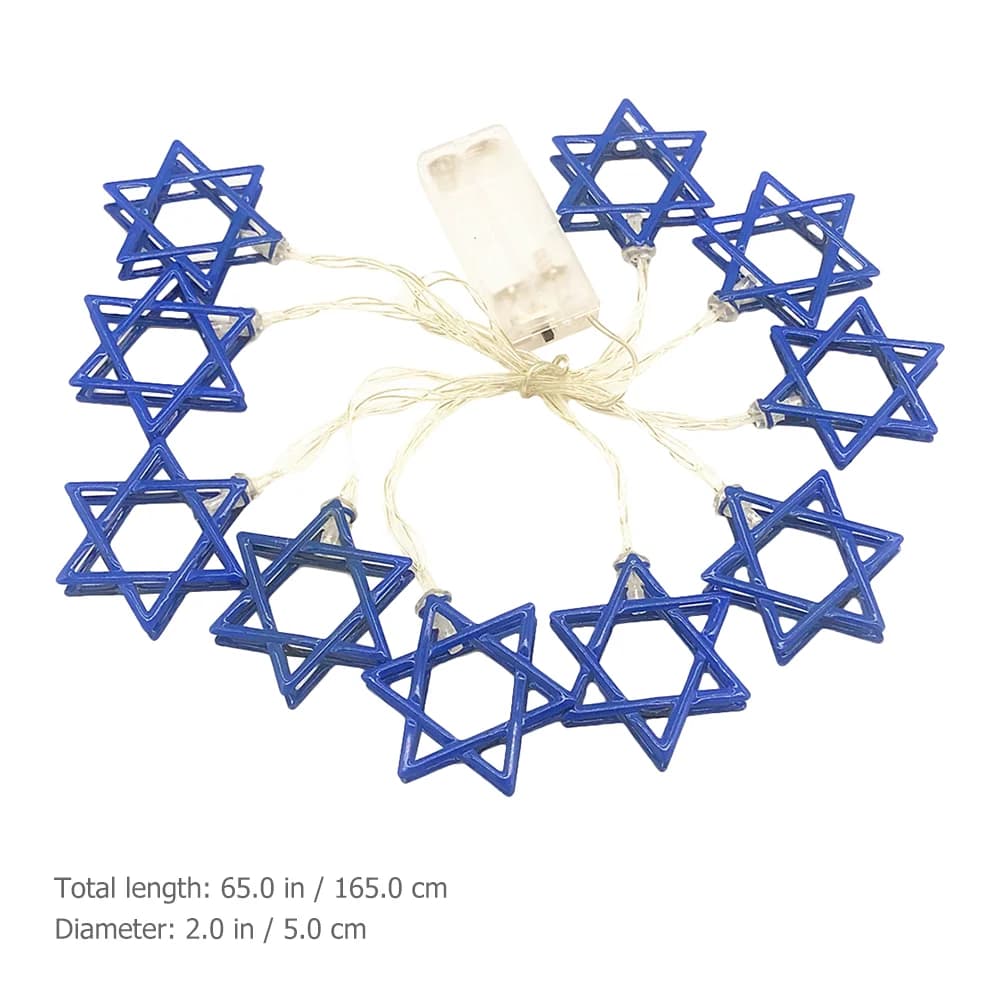 Pezzi Stella a sei punte String Light Decorazioni per Hanukkah Articoli per feste Ghirlanda festiva ebraica Illuminazione calda per interni ed esterni