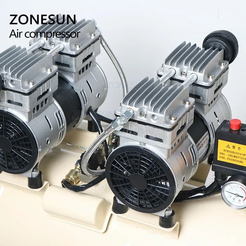 ZONESUN 750W Silent Oil-Free Air Compressor 50L Portable Pure Copper Piston Air Pump for Dental Clinic Woodworking Spray Paint