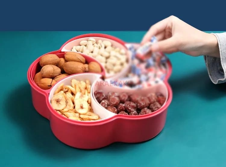 Vassoio frutta, soggiorno, tavolino, scomparto frutta, scatola frutta secca, noci, snack, caramelle, vassoio portaoggetti semi di melone