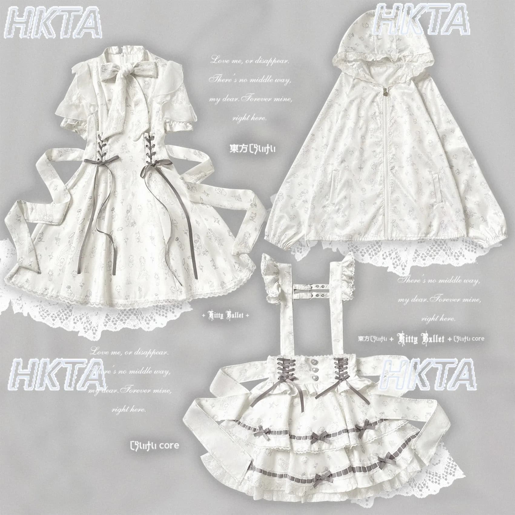 Japanese Sweet Lace Floral Sunscreen Hooded Coat Hollow Ruffle Edge Short Sleeve Dress Bow Cake Mini Skirt Lolita Suit Women
