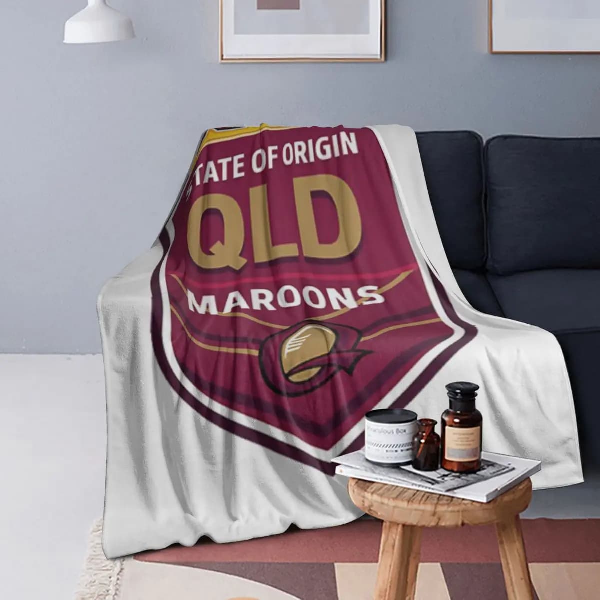 Exelent Queensland Maroons Design Coperta Morbida e Calda Coperta in Flanella per Letto Soggiorno Picnic Viaggio Divano di Casa