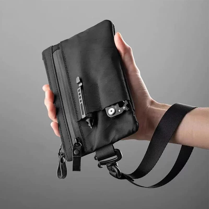 Pochette con cerniera con cinturino, porta passaporto Portafoglio con cerniera Borsa per carte multifunzionale impermeabile Borsa da viaggio per esterni