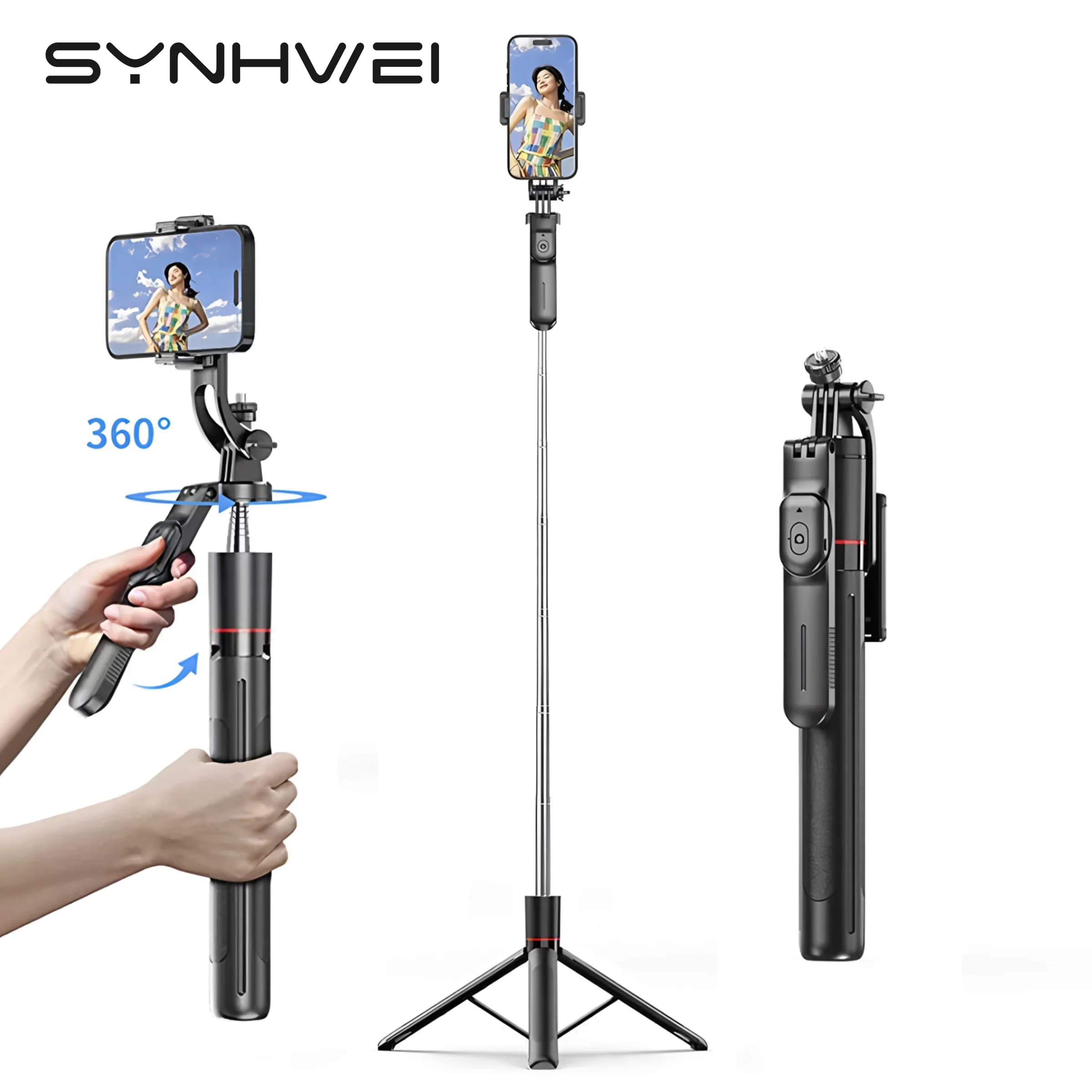 Treppiede per selfie stick Bluetooth F16 Supporto per telefono estensibile wireless da 67 pollici con vite da 1/4" per fotocamera smartphone Vlog